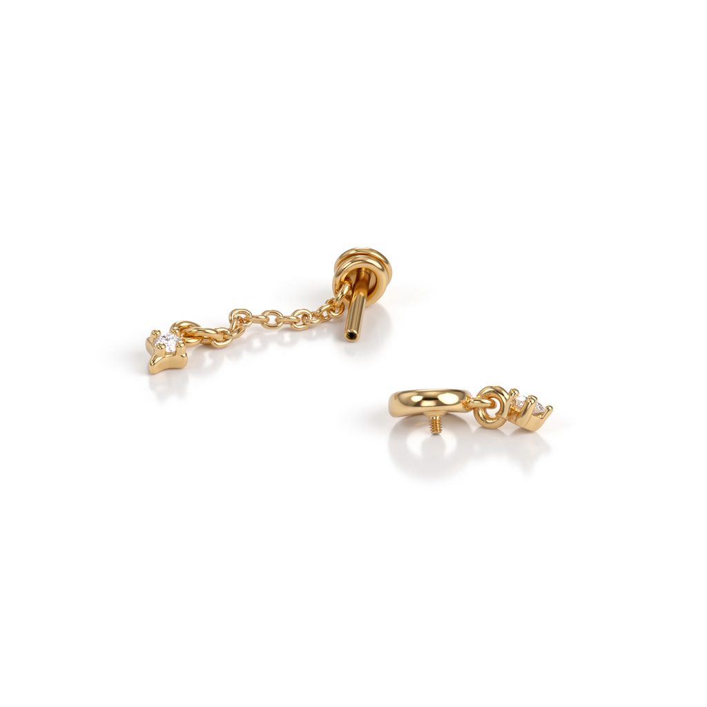 Labret avec un design lune et un charm étoile
