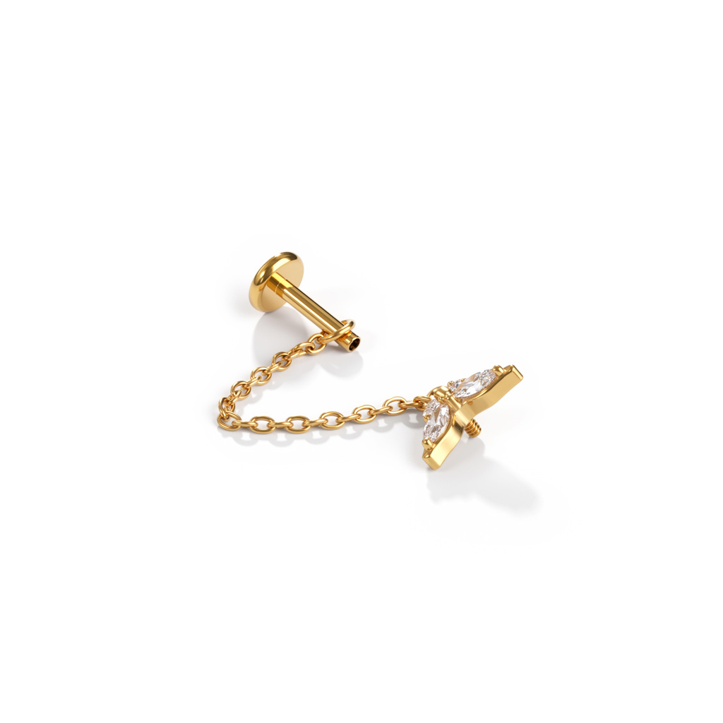 Labret en titane avec design papillon et charm