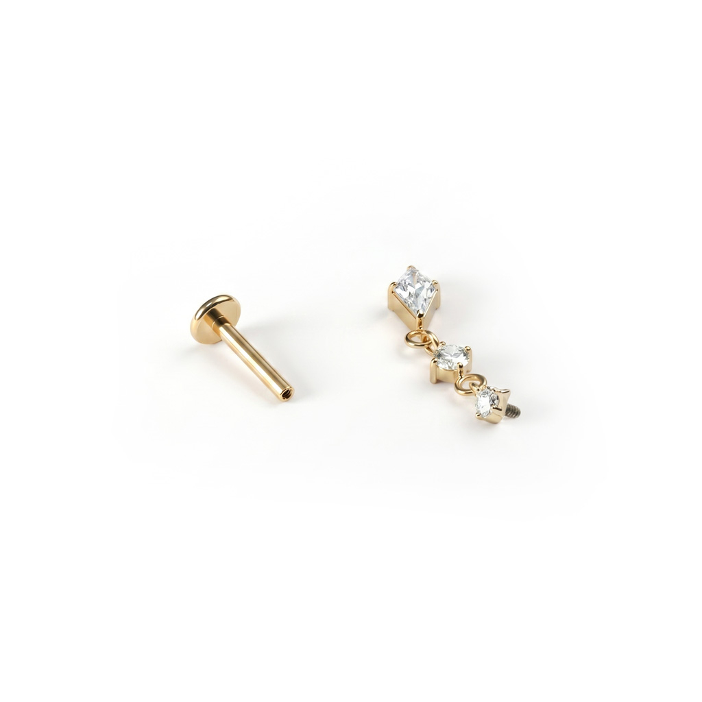 Labret en titane orné de pierres en cascade