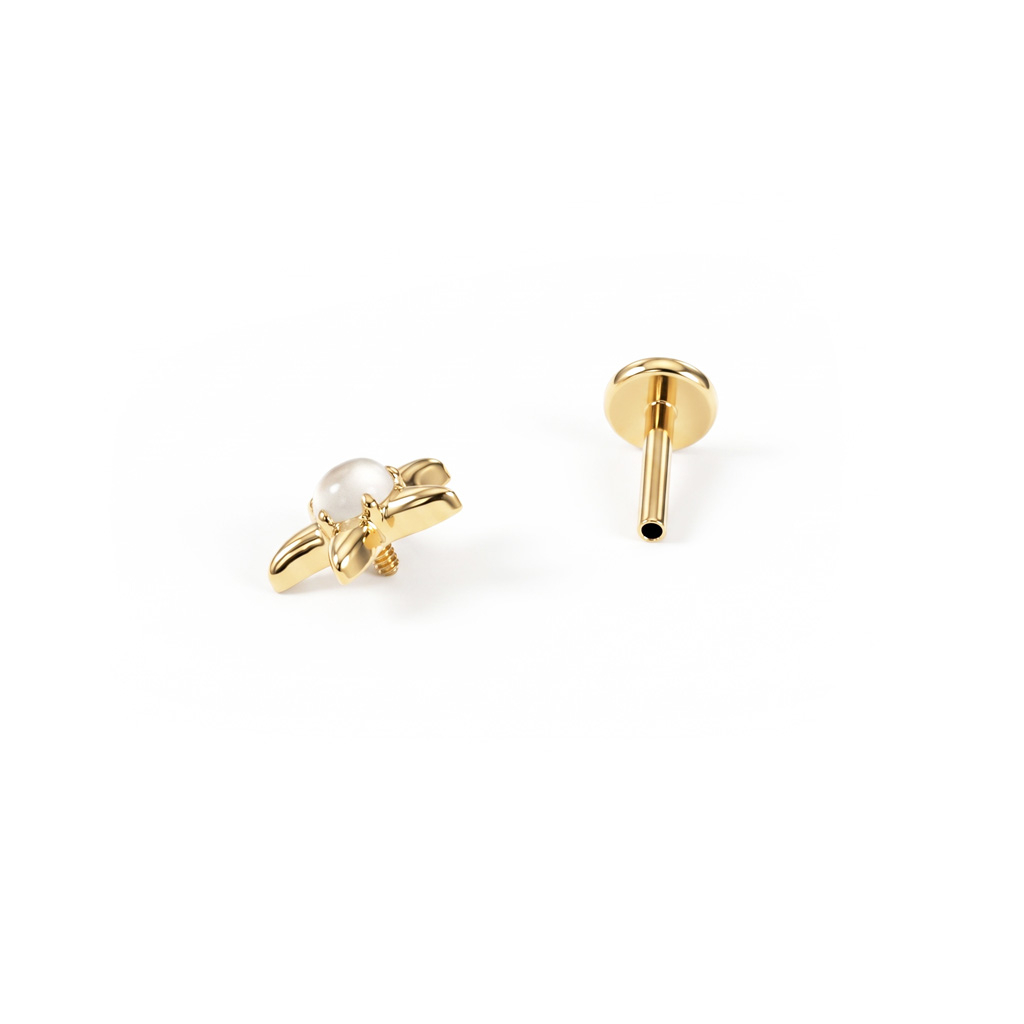 Labret en titane à motif étoile de mer et pierre de lune
