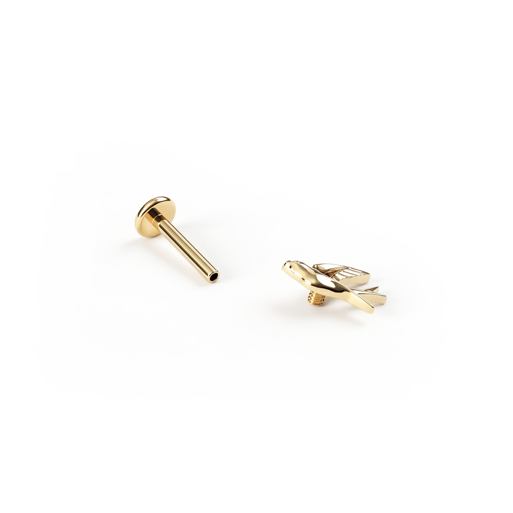 Labret en titane à motif hirondelle