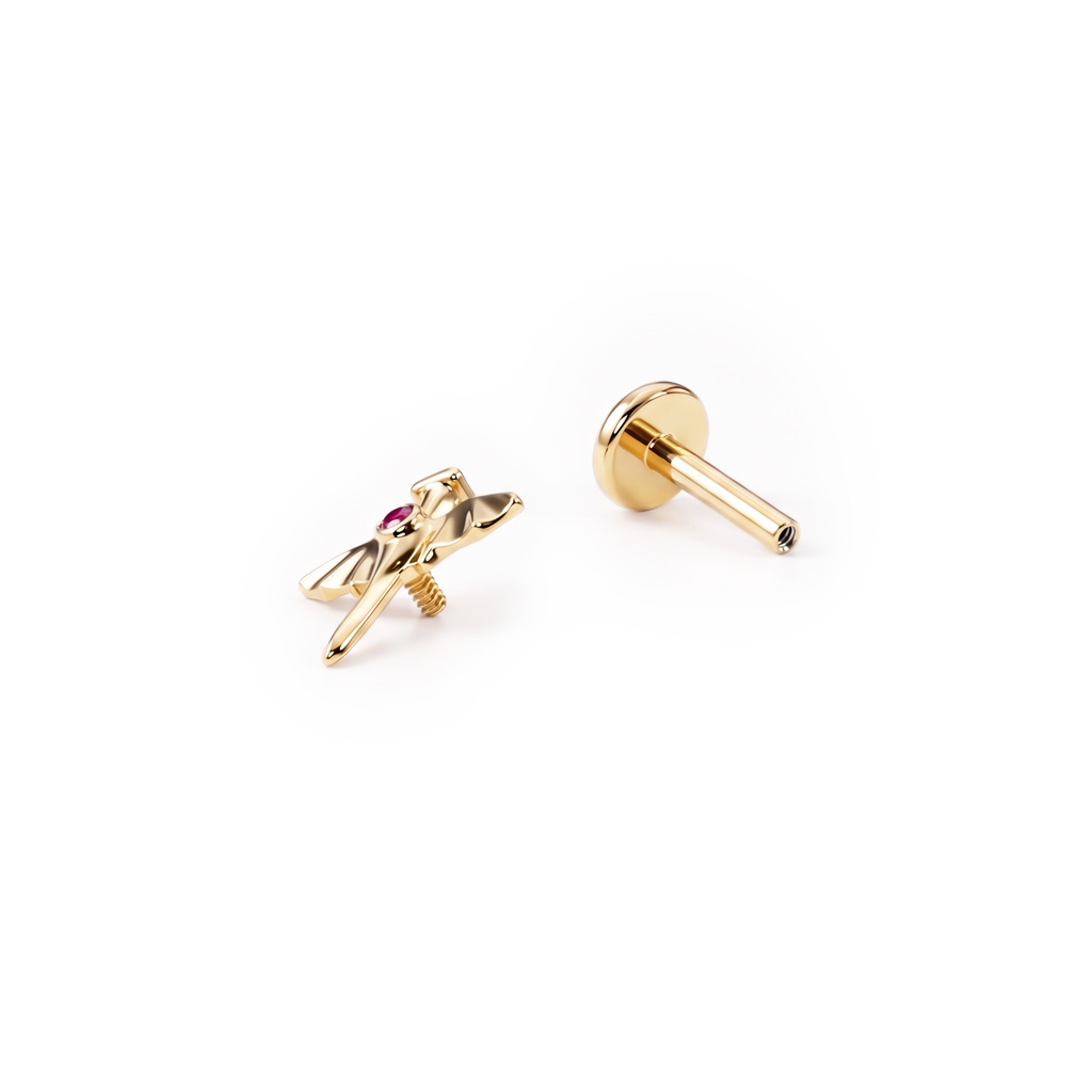 Labret en titane avec dague et ailes de chauve-souris