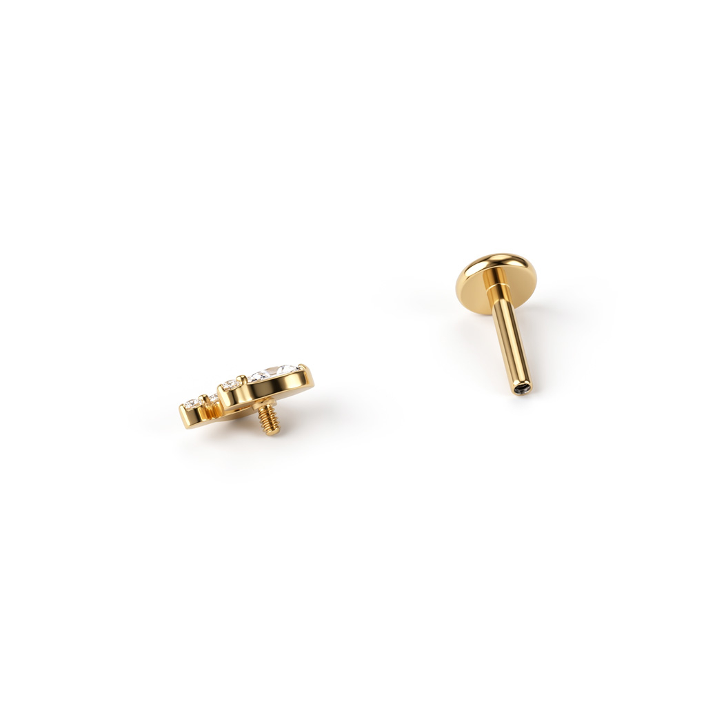 Labret en titane orné de pierres en quinconce