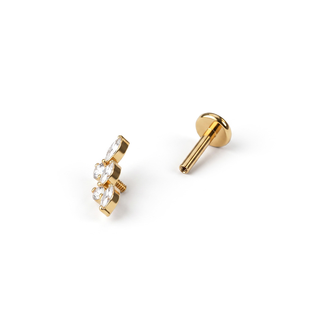 Labret en titane avec feuilles tombantes