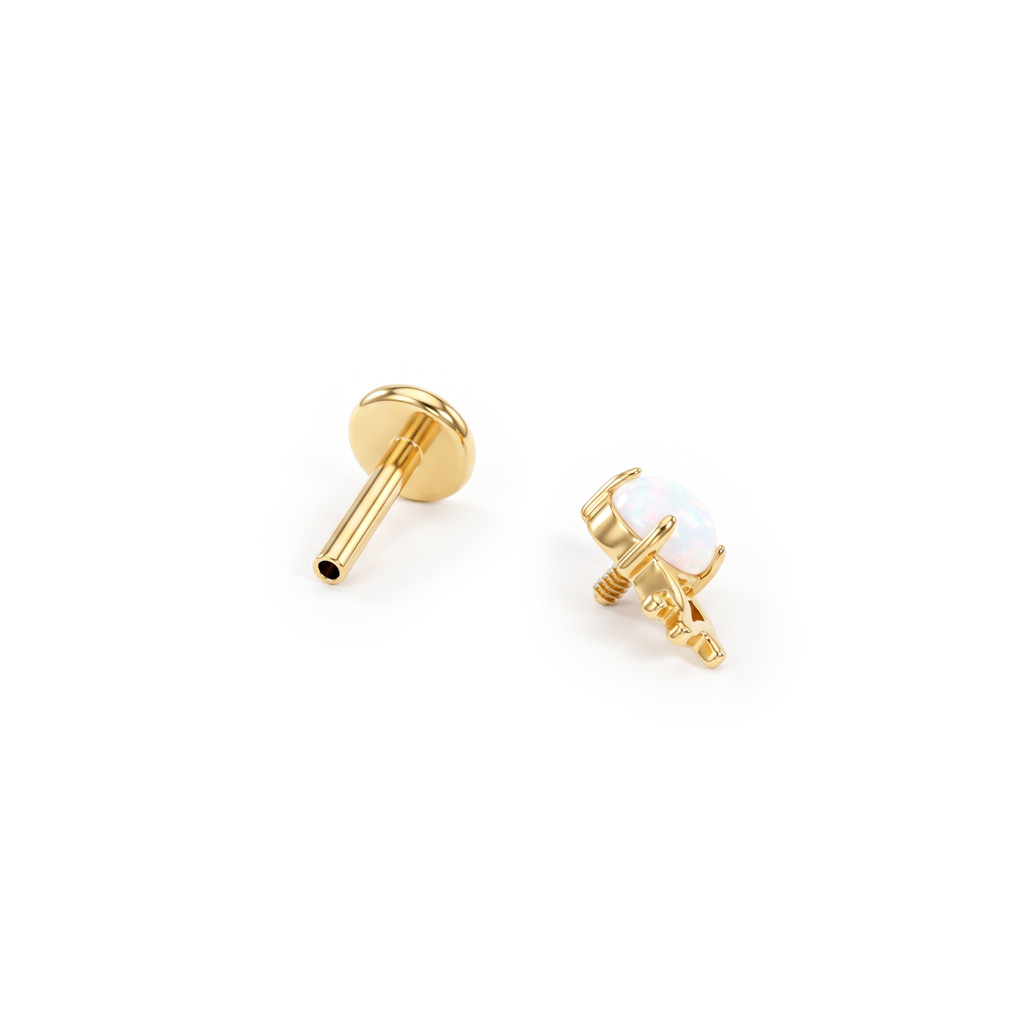 Labret méduse en titane avec une opale