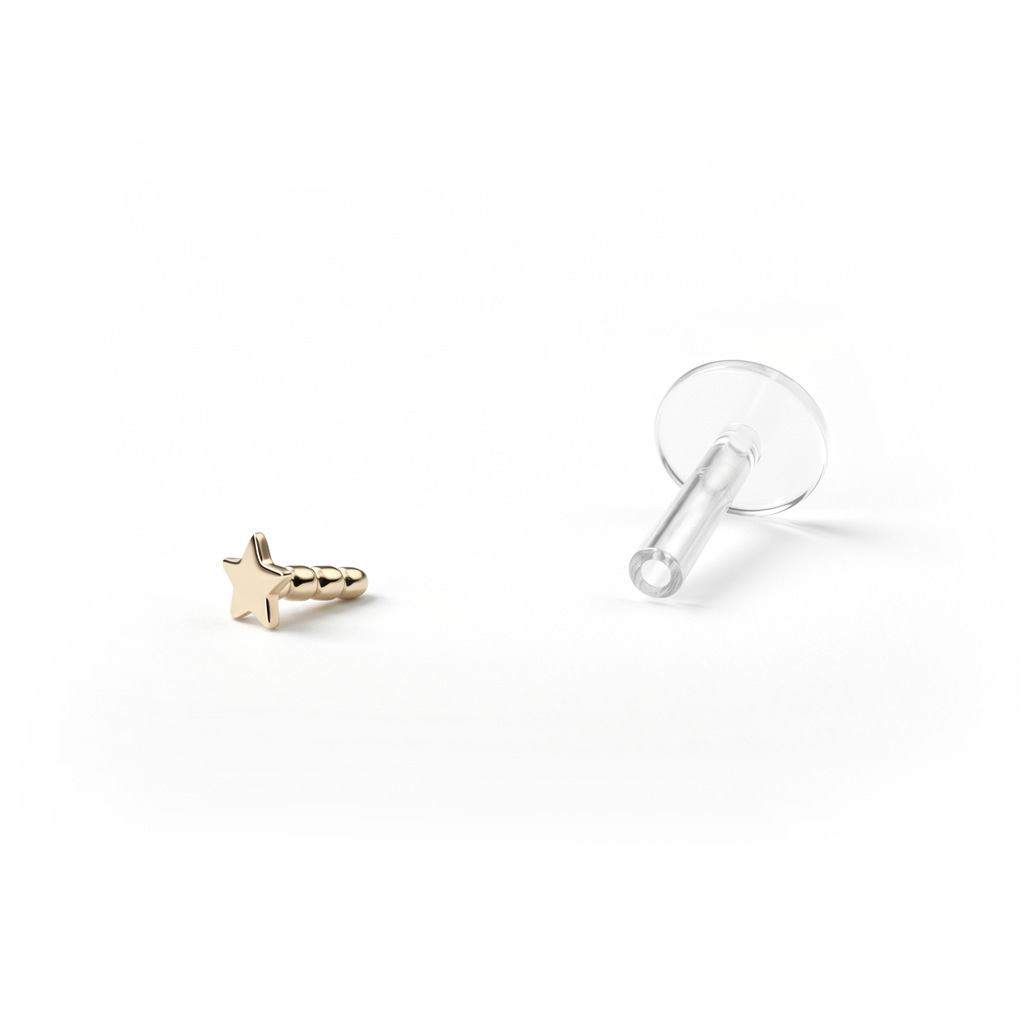 Labret en or 14 carats avec une belle étoile