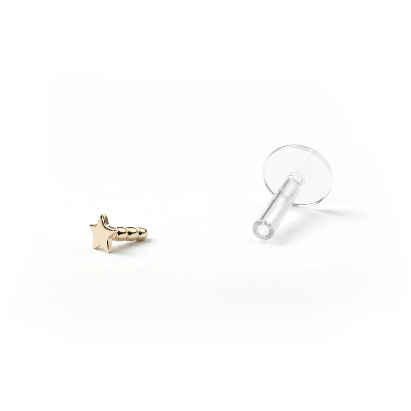 Labret en or 14 carats avec une belle étoile