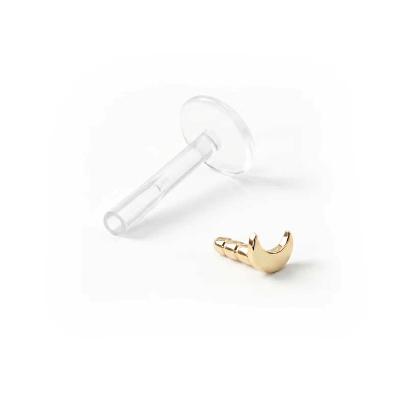 Labret en or 14 carats avec lune