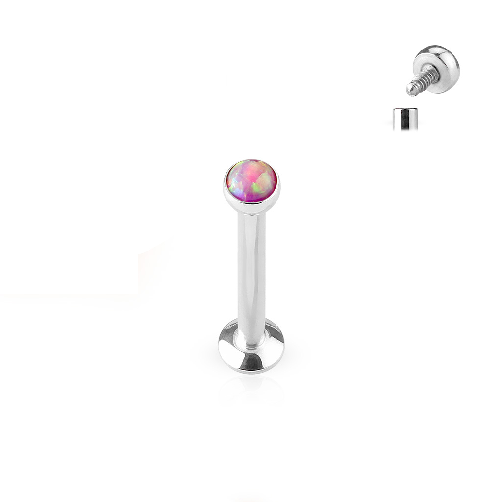 Labret avec un filetage interne et une opale