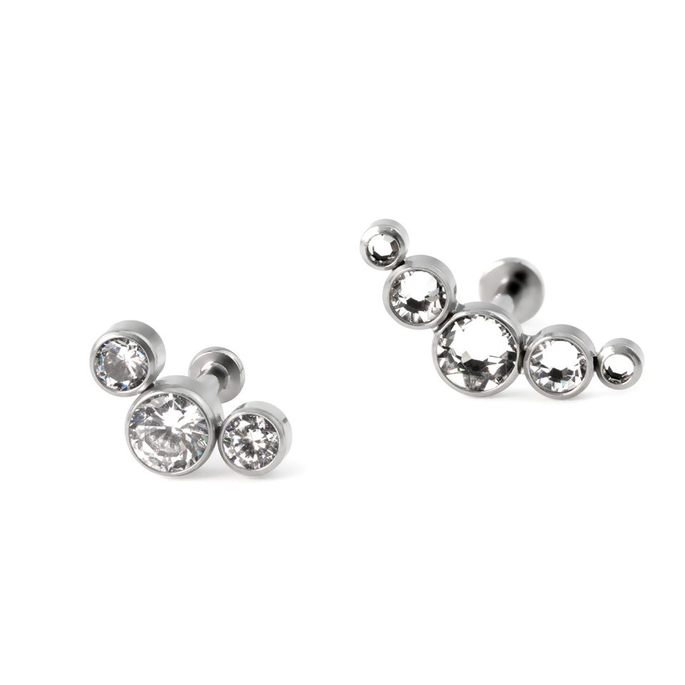 Labret push-in en titane avec plusieurs pierres