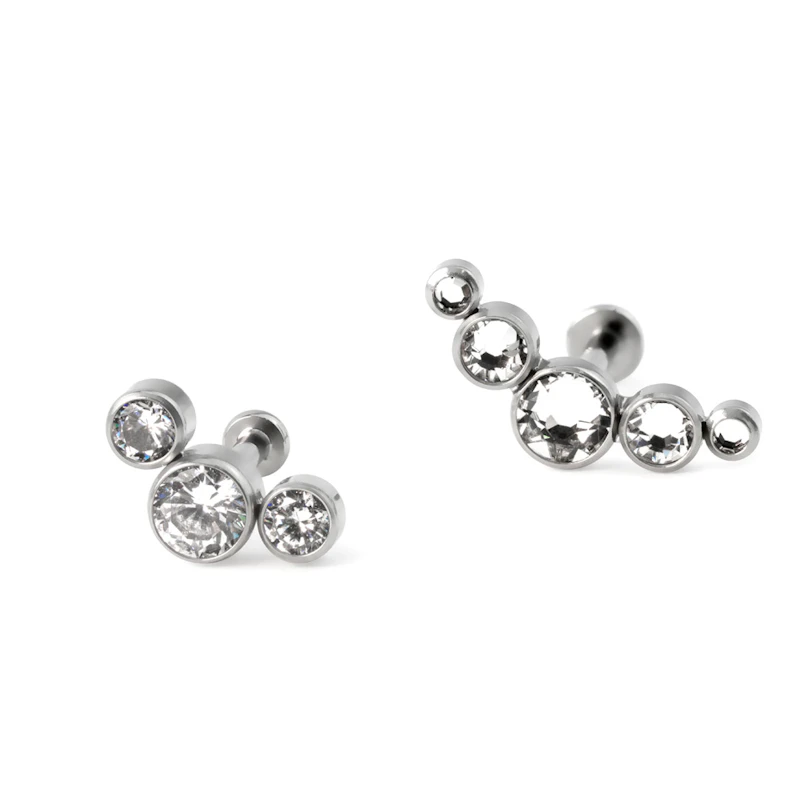 Labret push-in en titane avec plusieurs pierres