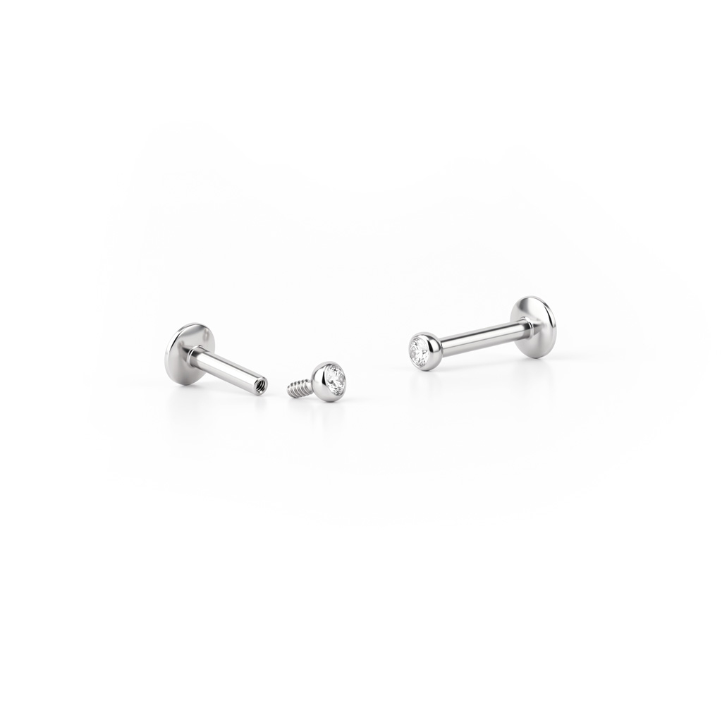 Labret avec petite pierre et filetage interne