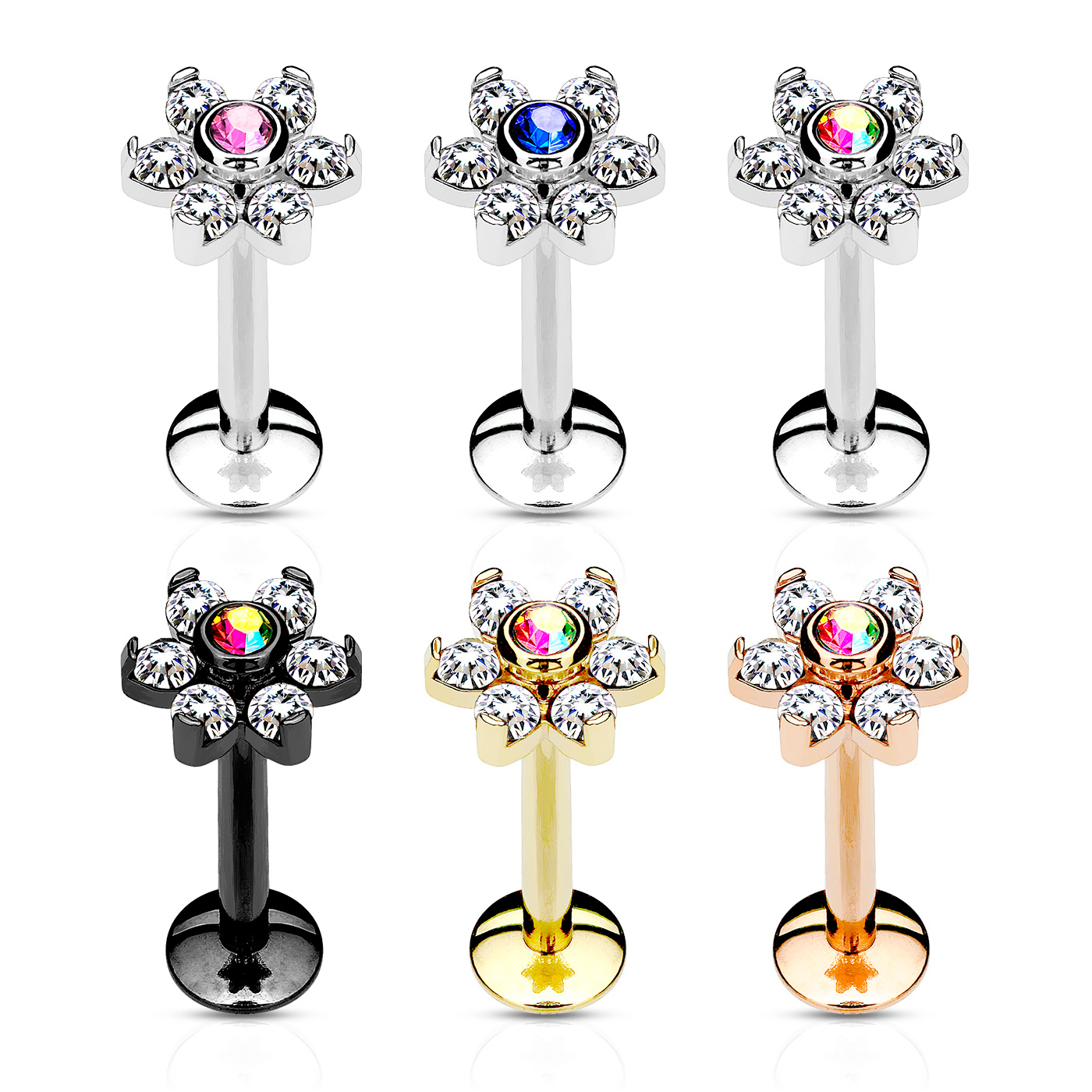 Labret avec fleur et filetage interne