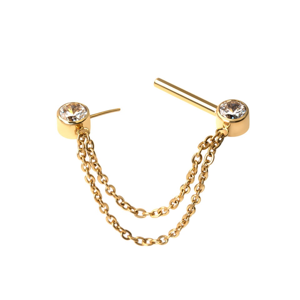 Barbell en titane pour le téton avec des chaînes