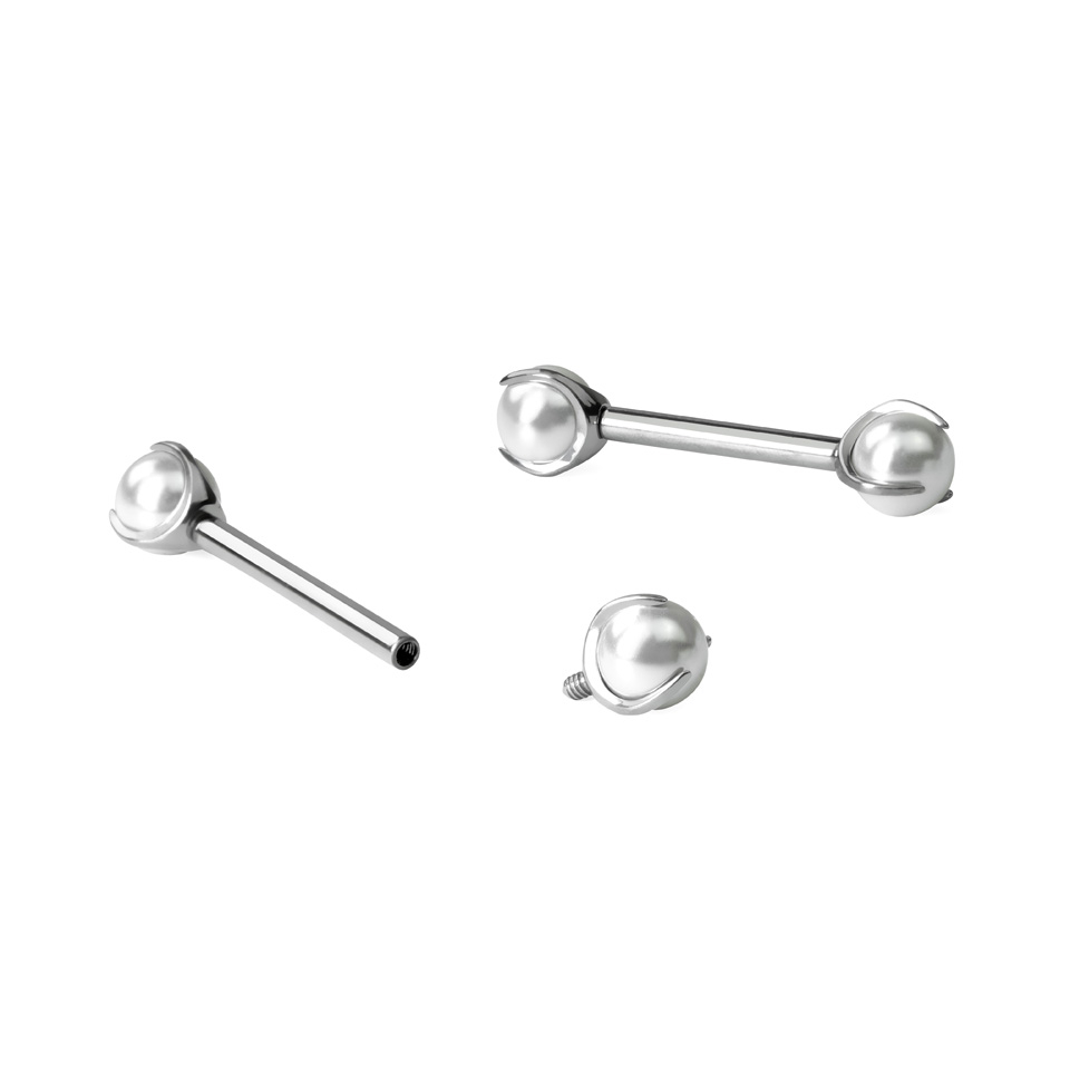Barbell en titane pour le téton avec des perles