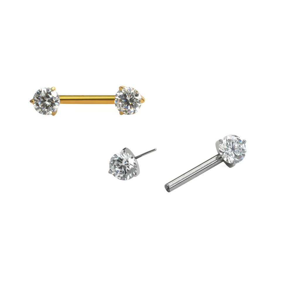 Barbell en titane pour le téton avec des pierres