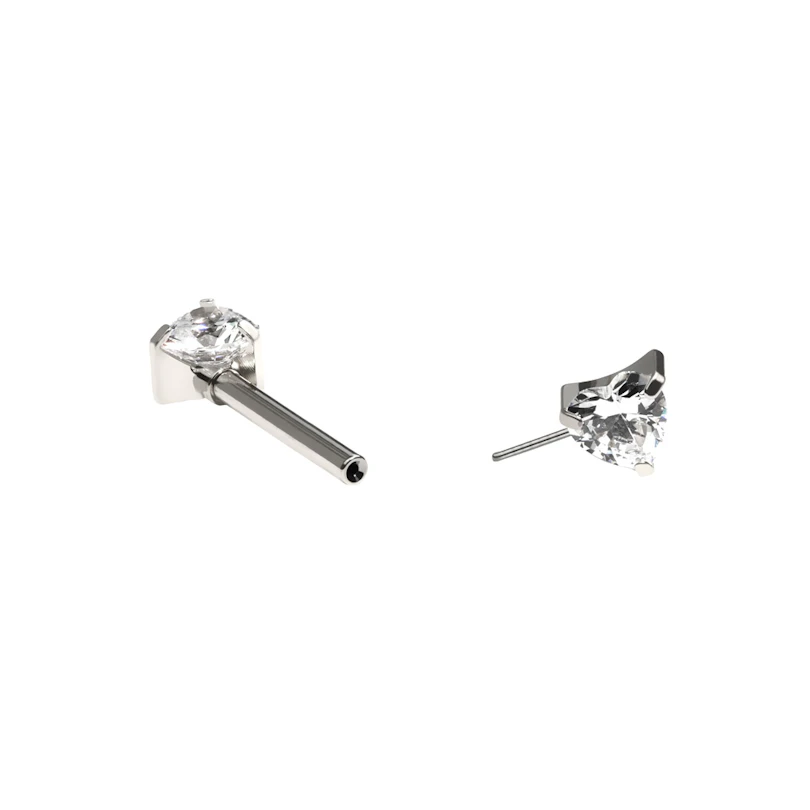 Barbell en titane pour le téton avec pierres en forme de cœur