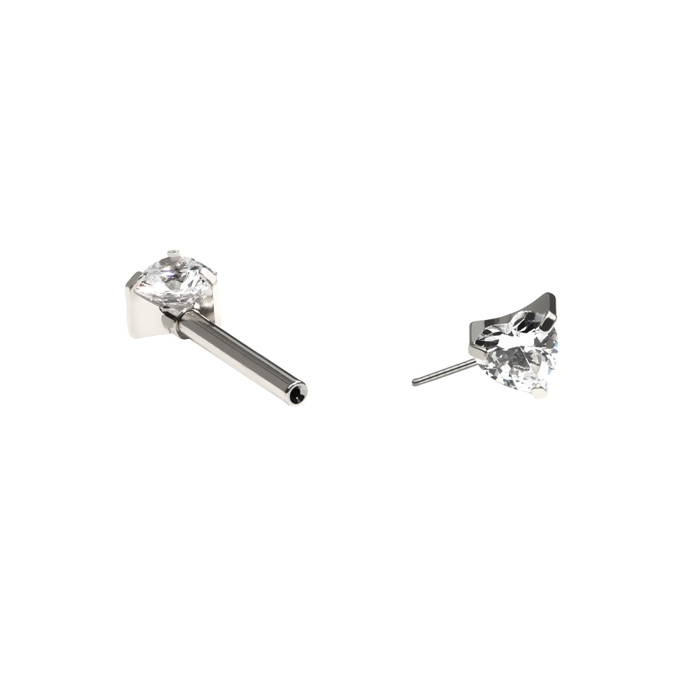 Barbell en titane pour le téton avec pierres en forme de cœur