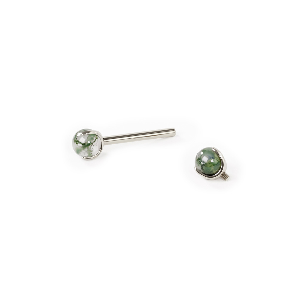 Barbell en titane pour le téton orné de pierres naturelles