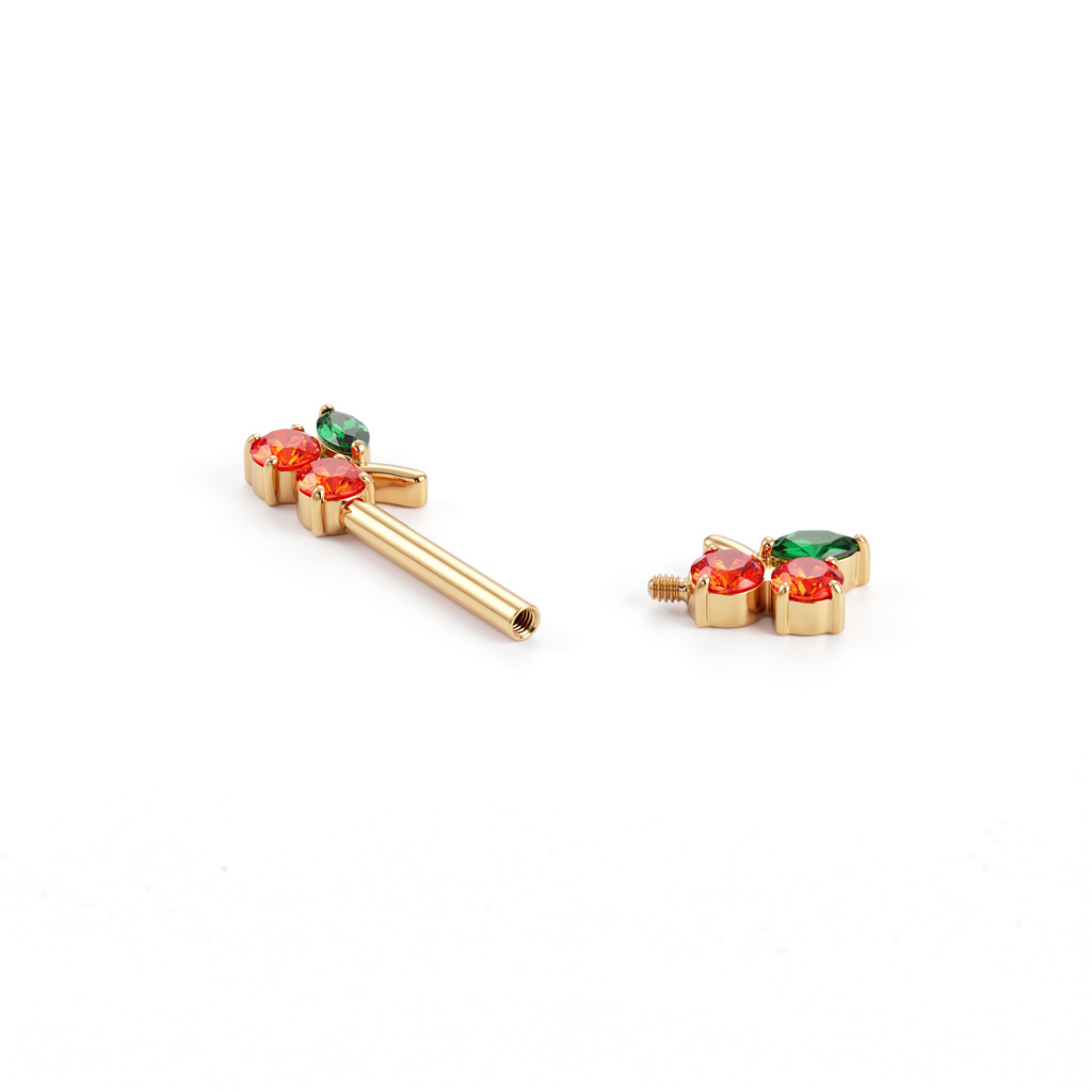 Barbell en titane pour le téton avec motifs cerise