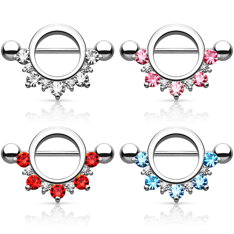 Piercing pour le téton avec pierres en arc