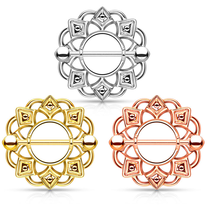 Bouclier pour le téton avec rayons et arches
