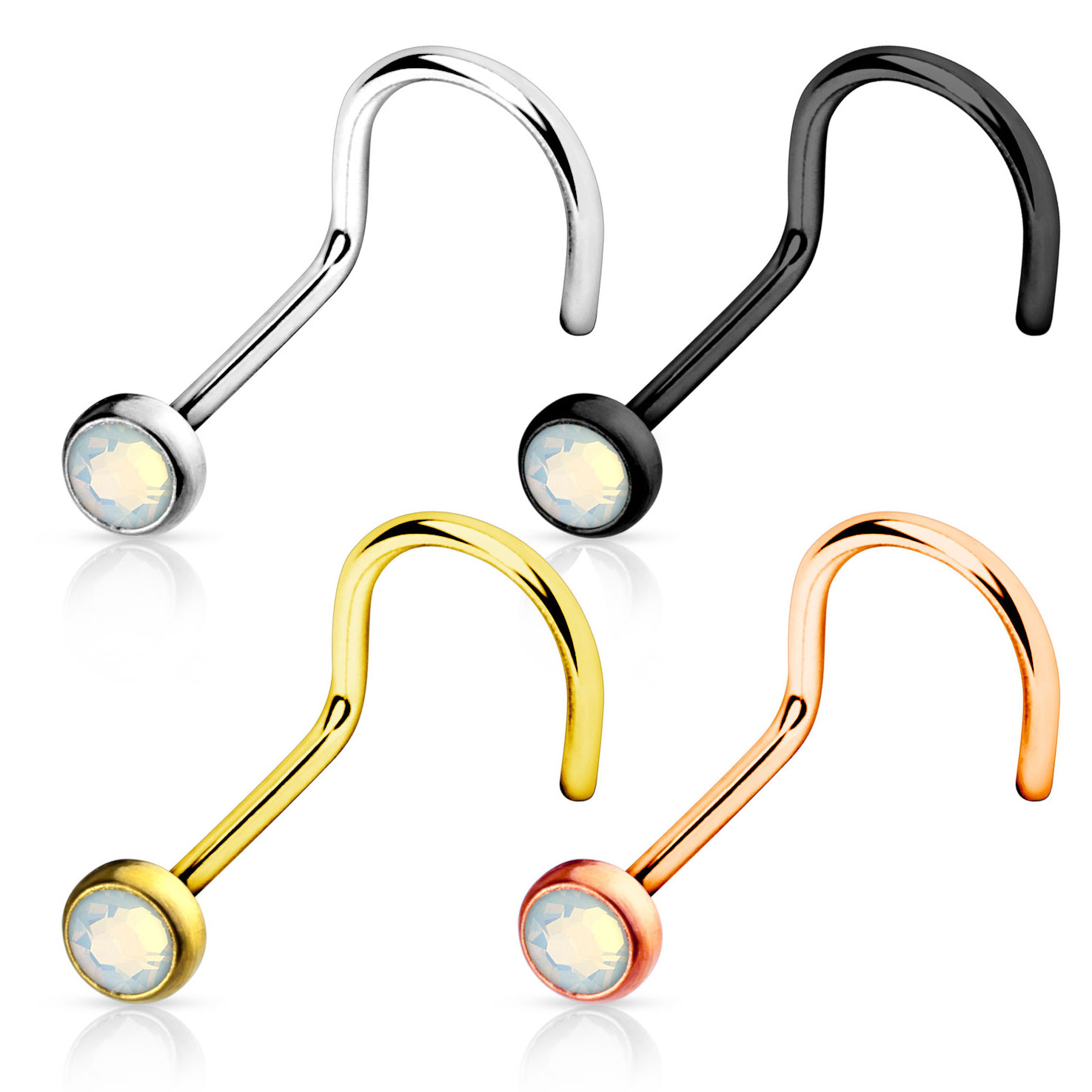 Vis pour le nez avec pierre opale et plusieurs coloris