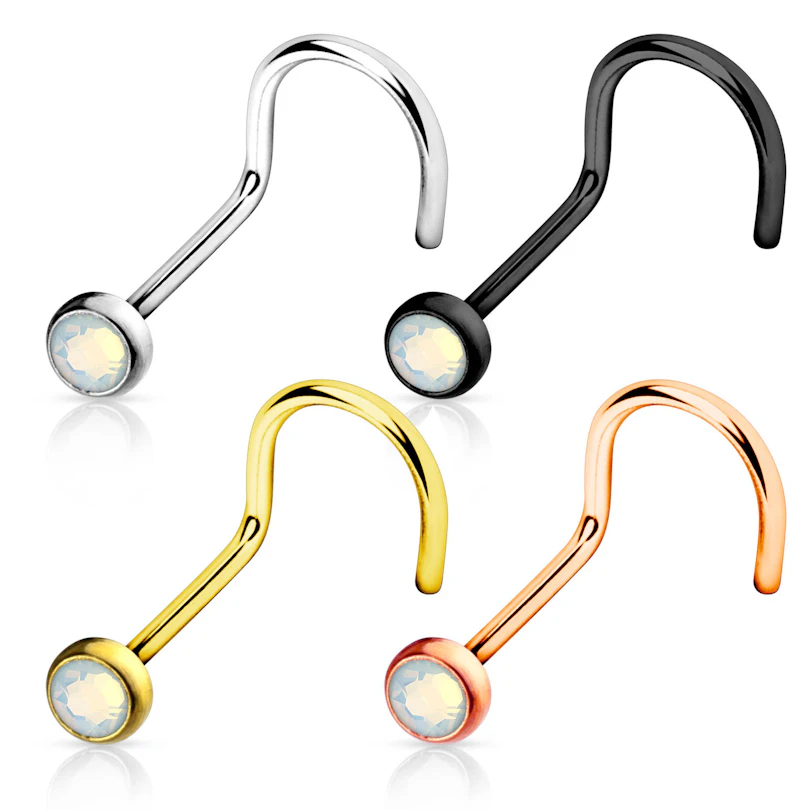 Vis pour le nez avec pierre opale et plusieurs coloris