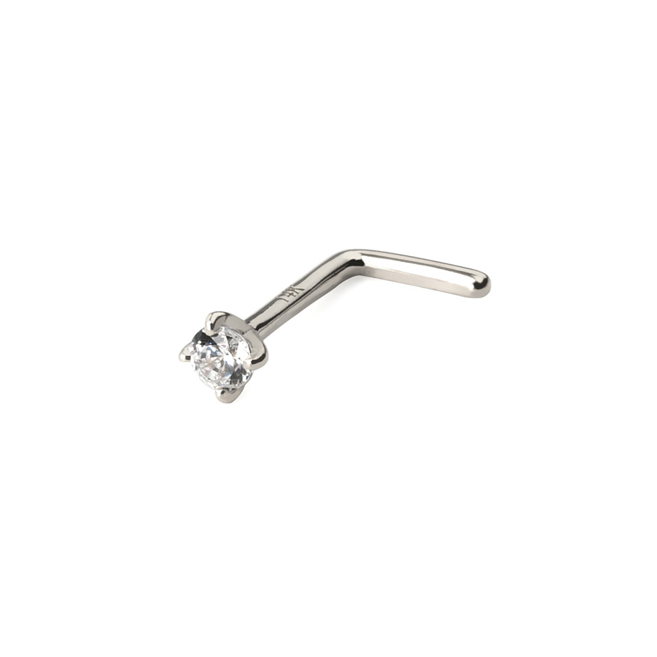 Piercing au nez en or 14 carats avec une pierre ronde