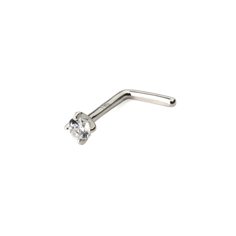 Piercing au nez en or 14 carats avec une pierre ronde
