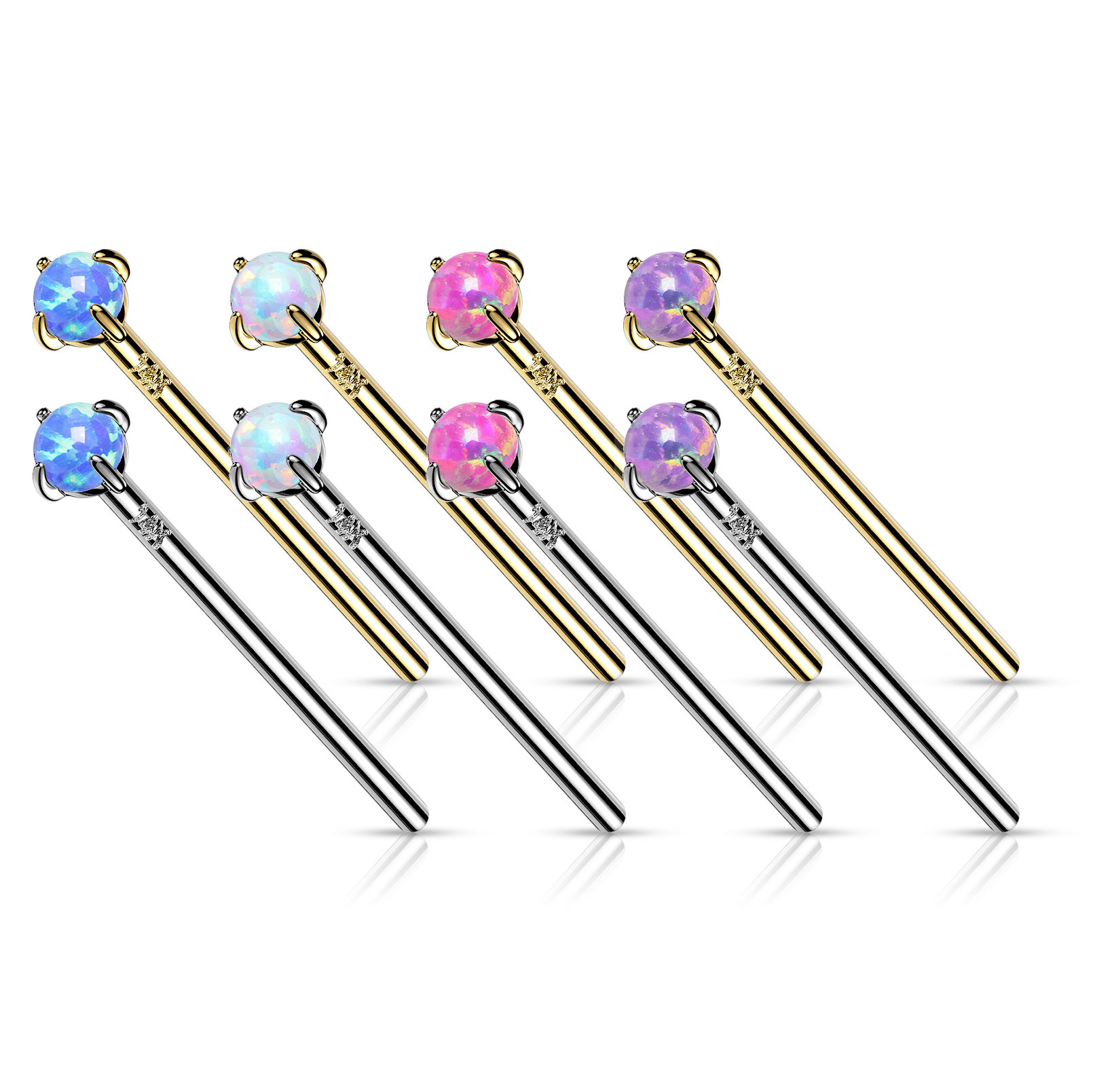 Piercing au nez queue de poisson en or 14 carats avec pierre opale
