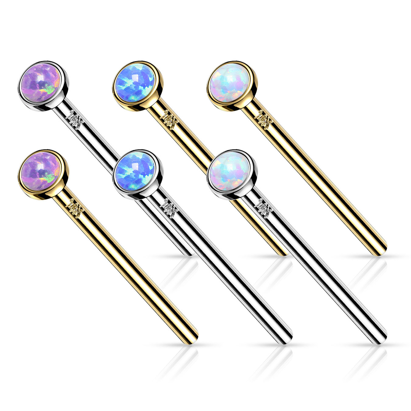 Piercing pour le nez fishtail en or 14K avec opale sertie
