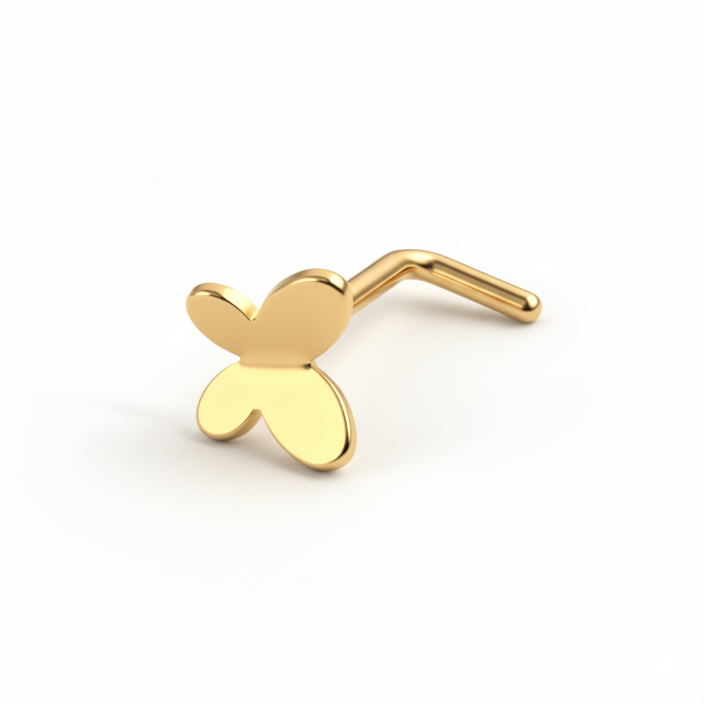 Stud de nez en titane avec un papillon