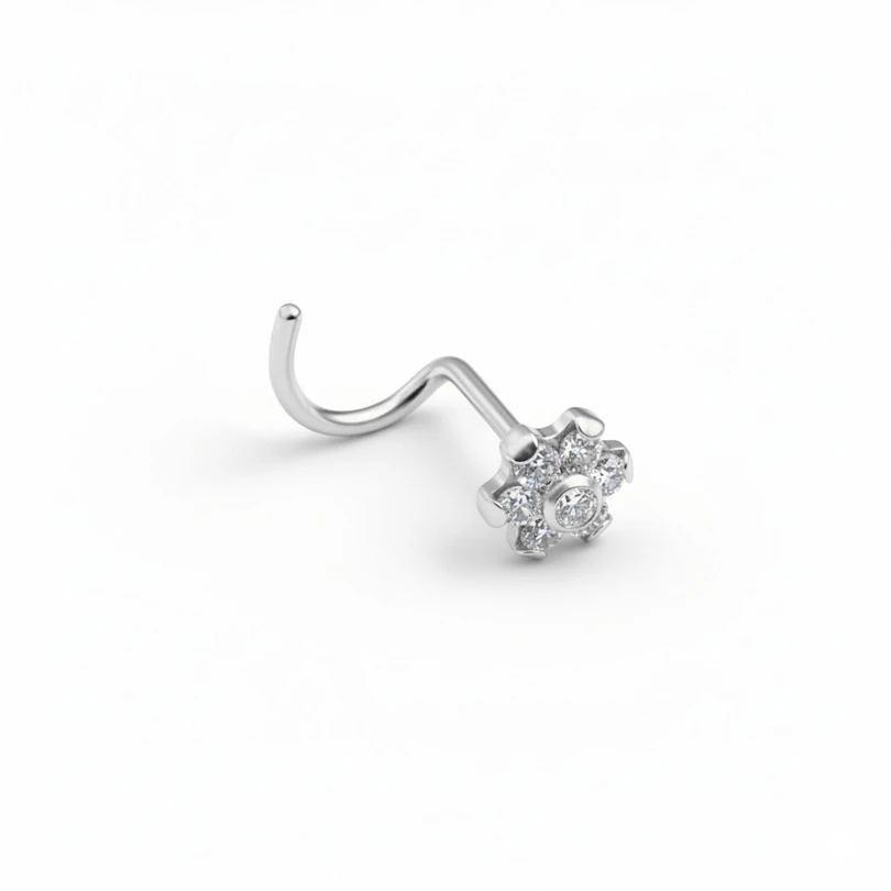 Stud de nez en titane avec une fleur