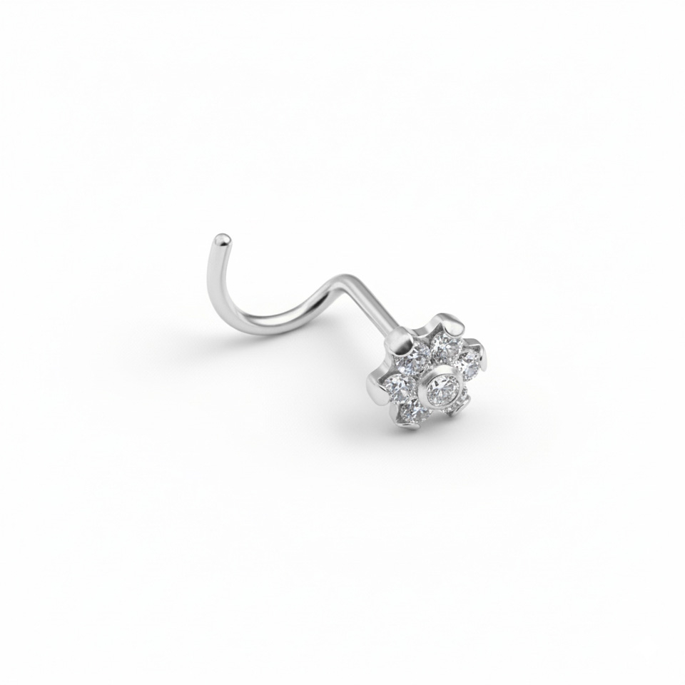 Stud de nez en titane avec une fleur