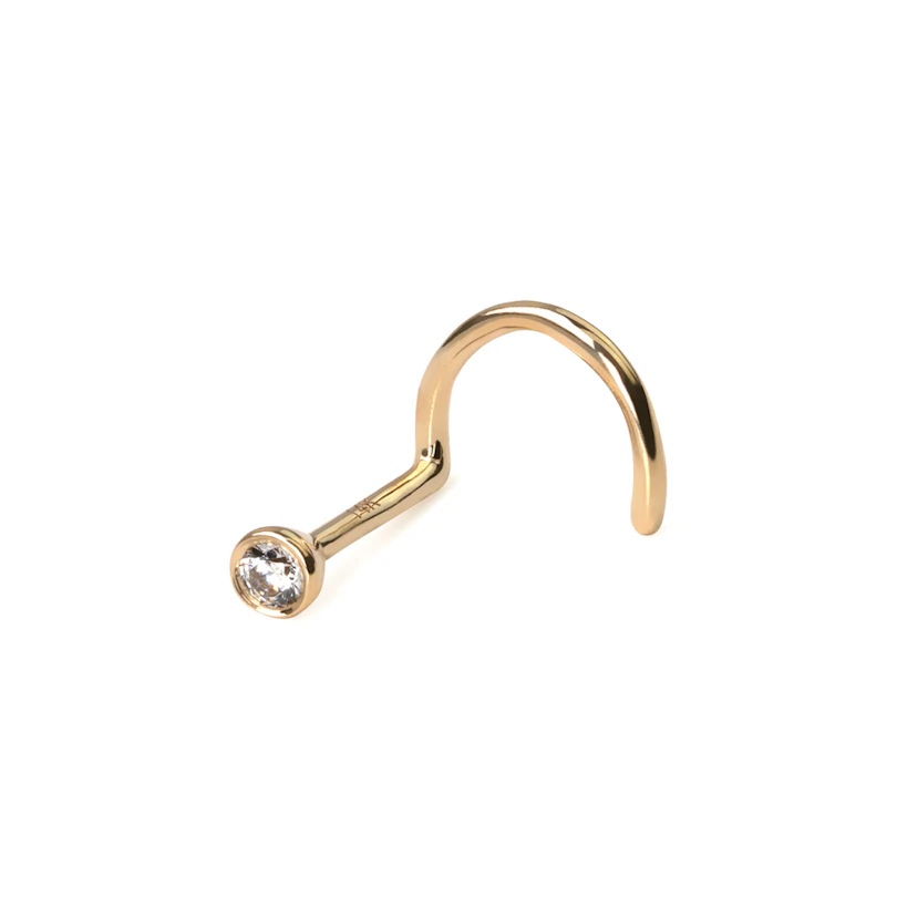 Vis pour le nez en or 14 carats avec une petite pierre