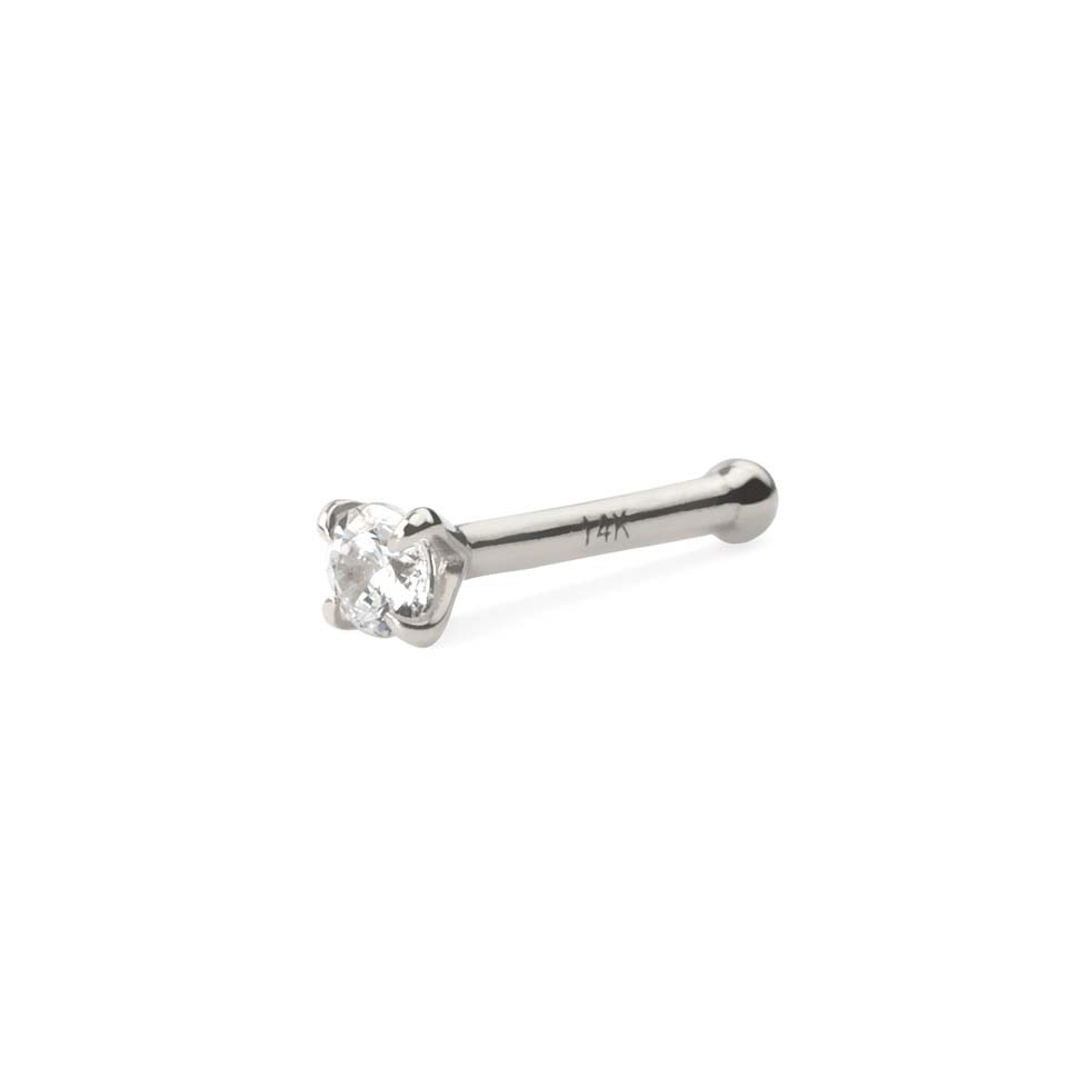 Tige de nez Or 14 carats massif avec une pierre