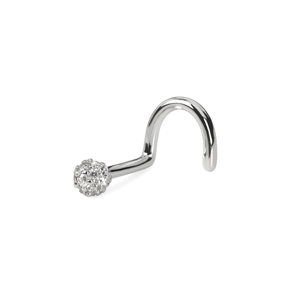 Vis de nez en or 14 carats avec pierres en zircone serties