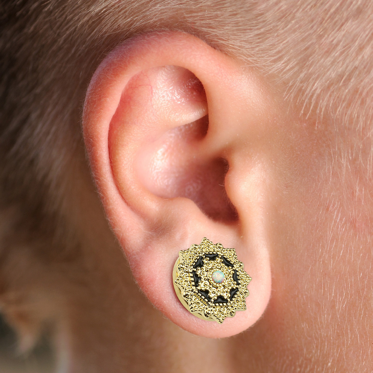 Plug avec détails et pierre opale