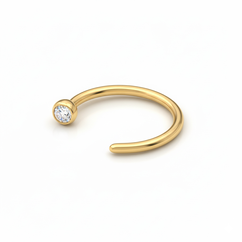 Anneau ouvert en titane avec une pierre