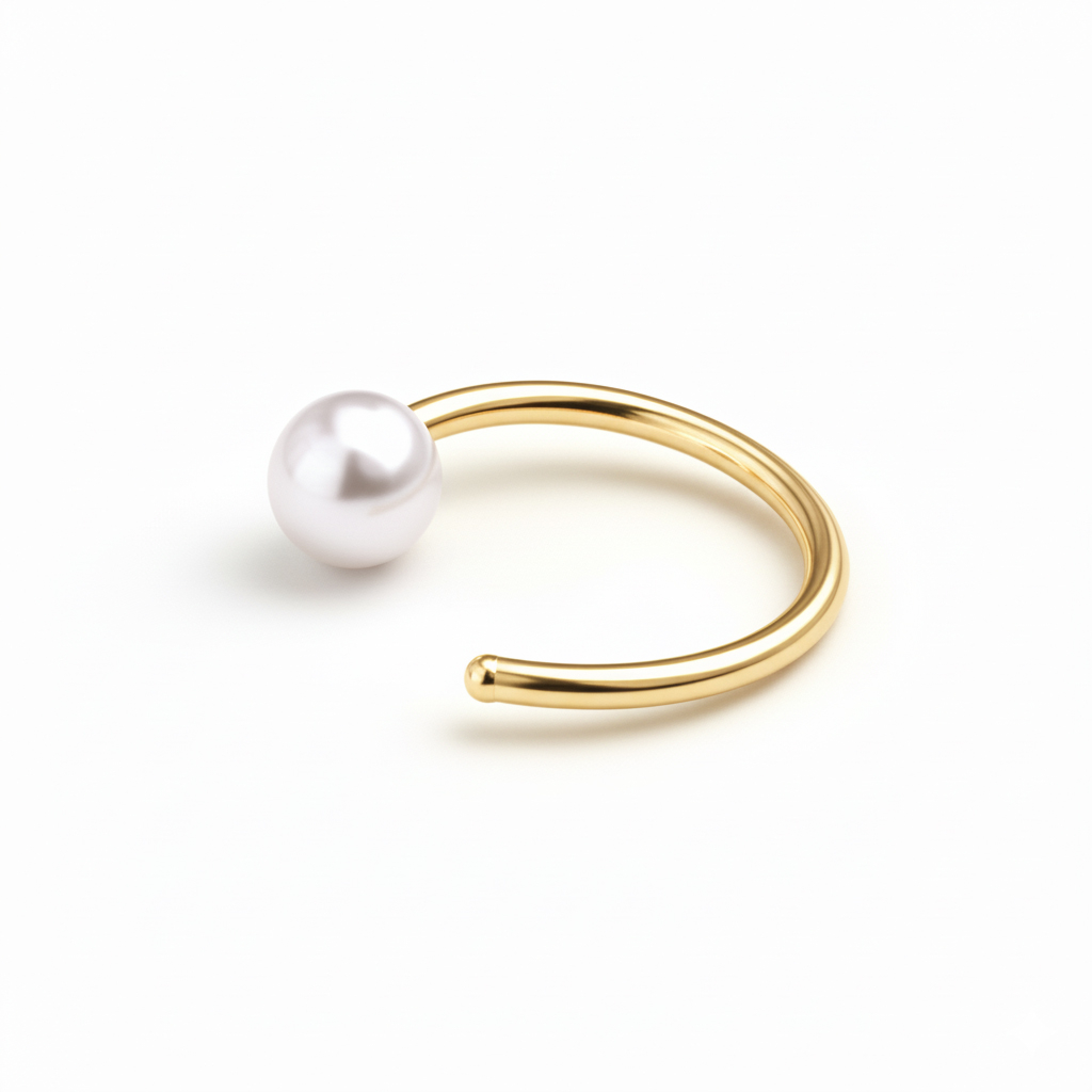 Anneau ouvert en titane avec une perle