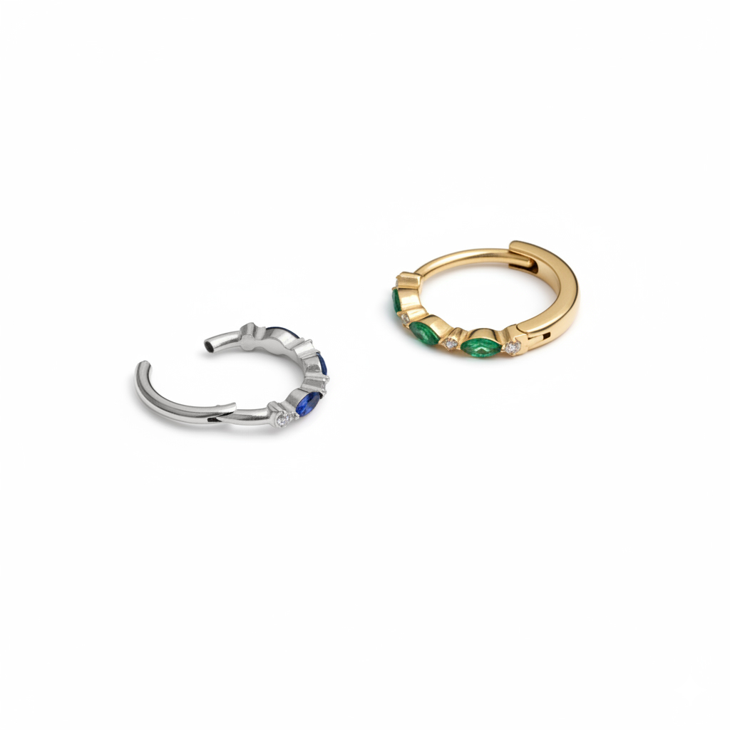 Anneau en titane avec pierres colorées