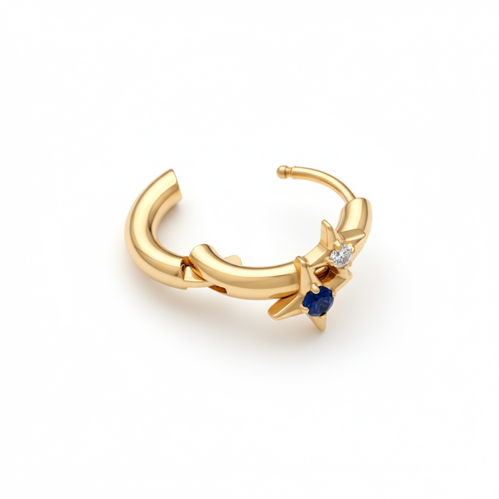 Anneau en titane avec deux étoiles