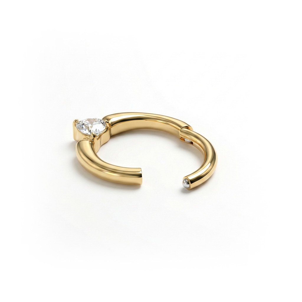 Anneau en titane avec une pierre en forme de cœur