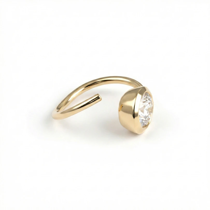 Anneau simple en or 14 carats avec pierre