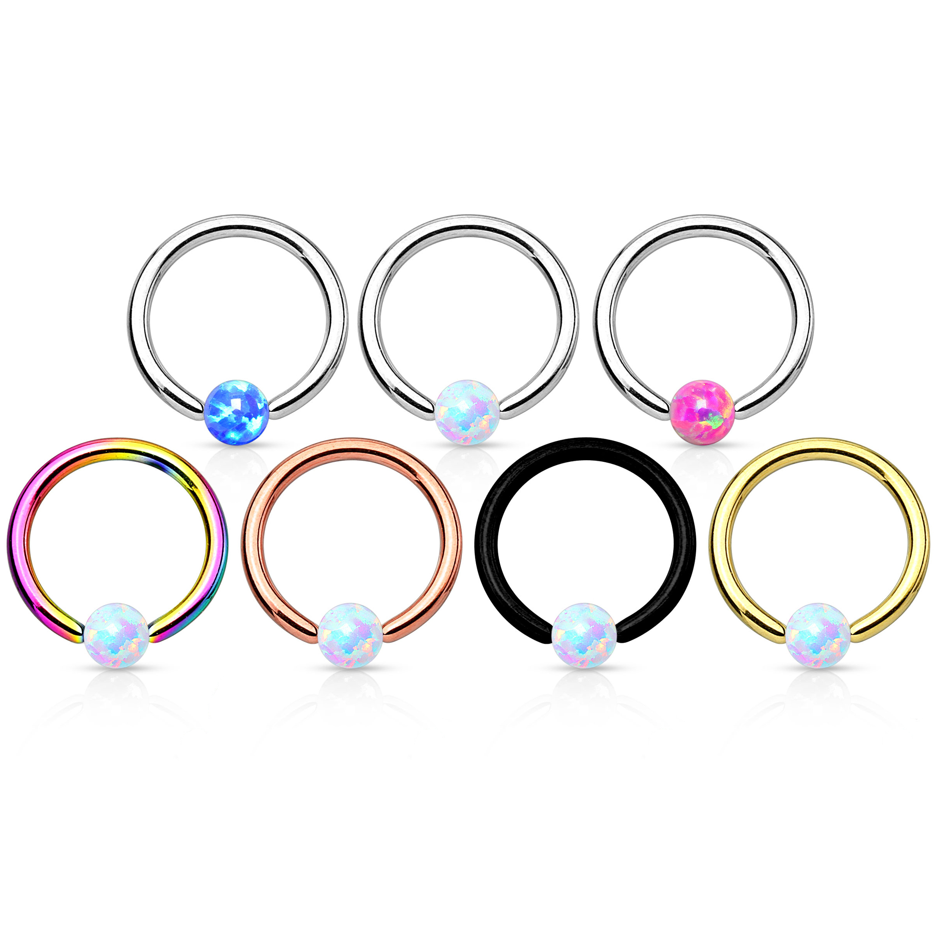 Anneau captif avec pierre opale