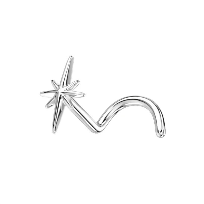 Vis de nez en or 14carats avec un motif en forme d'étoile polaire