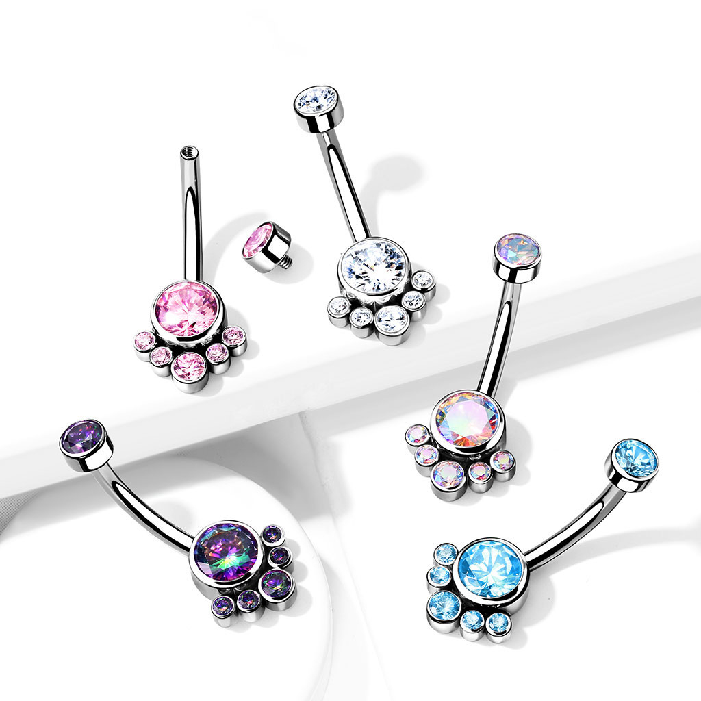 Piercing pour le nombril en titane avec un ensemble de pierres