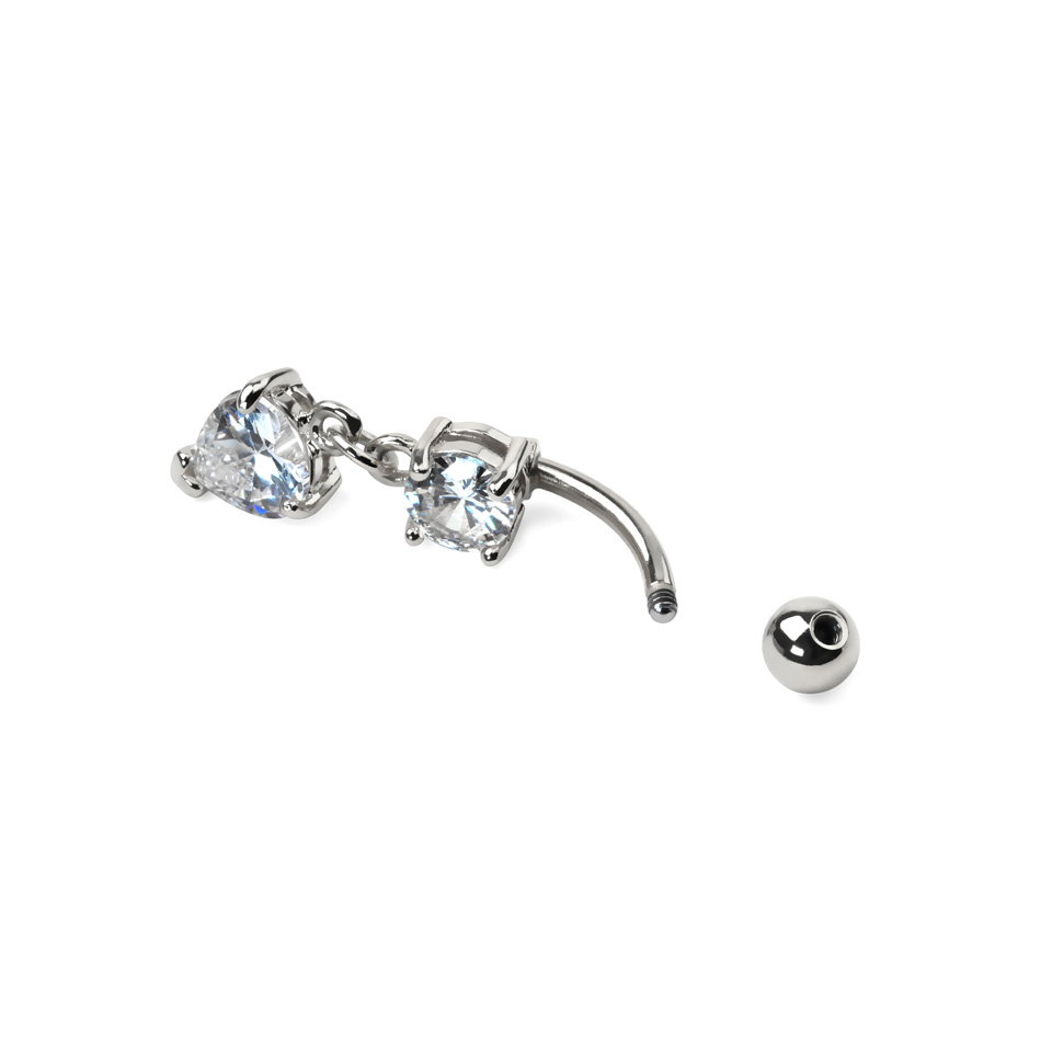 Piercing pour le nombril avec cœur en pierre comme pendentif